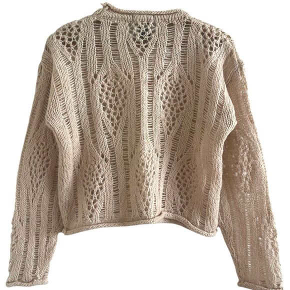 Limited Y2K Mohair Open Knit Crop Sweater S Oversized Boxy Soft Girl Grunge 90s - Picture 2 of 9